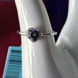 925 Sterling Silver Heart-Shaped Mystic Topaz Cz~Sz 9